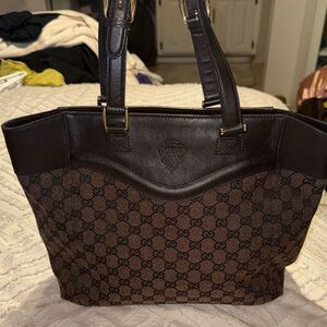 Gucci Signature Brown and Black Tote
